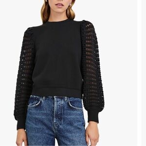 Rails Black Crochet Sleeve Women's Top